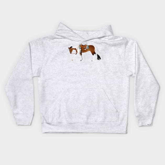 Tobiano Western Pleasure Horse - Equine Rampaige Kids Hoodie by Equine Rampaige